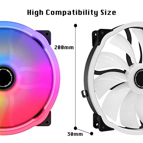 EZDIY-FAB 200mm RGB Case Fan 800rpm, Hydraulic Bearing 200mm 5V ARGB Fan for Computer Case-1 Pack