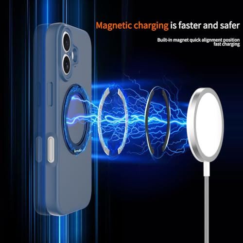 Image of Magnetic Case for iPhone 17 with Magnetic Ring Stand, [Compatible with Magsafe] [Military Grade Drop Protection] Shockproof Phone Cover for iPhone 17 Full Camera Protection 6.3 inch Blue