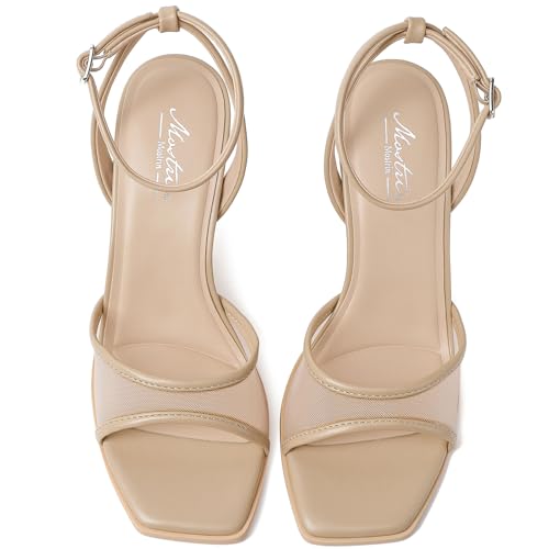 Image of Mostrin Strappy Heels for Women Square Open Toe Lace Up Heeled Sandals Ankle Strap Sexy Stiletto High Heels for Party, Prom, Dating, Wedding