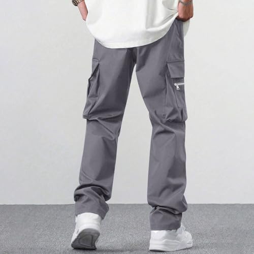 GOFULY Mens Cargo Pants Elastic Waist Relaxed Fit Short Pants Casual with Pockets Solid Fashion Fall Trouser Outdoor Clothes3