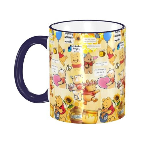 くまのプーさん セラミックマグカップ 食器 大容量コーヒーカップ 330ml 耐熱 おしゃれなマグカップ オフィスホーム用 プレゼントに最適 再利用可能 ギフト 男女兼用 Navy Blue