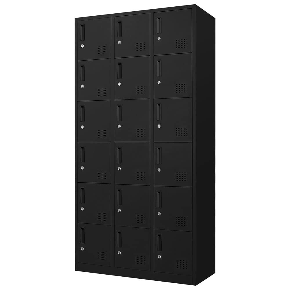 Amazon.co.jp: LOOKIT ロッカー 18人用 鍵付き スチールロッカー 3列6