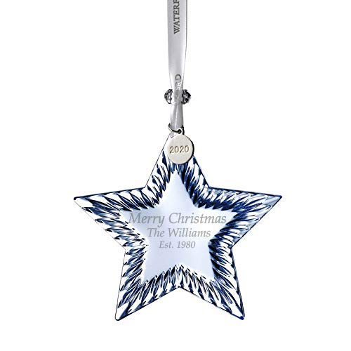 Amazon Com Waterford Crystal 2020 Personalized Topaz Ice Star Ornament Custom Engraved Crystal Star Christmas Ornament Kitchen Dining