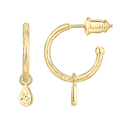 Pavoi 14K Yellow Gold Plated 925 Sterling Silver Post Hammered Huggie Earrings With Dangle | Womens Small Huggie Hoop Earrings | Hammered Hoop Earrings With Dangle #TOP23