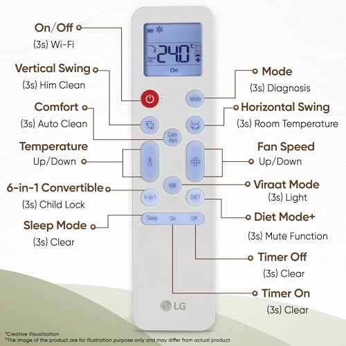 Image of LG 1.5 Ton 3 Star, New star rated, Smart Inverter Split AC (Copper, AI Convertible 6-in-1, Faster Cooling & Energy Saving, Diet Mode+, HD Filter with Anti-Virus Protection,Him Clean, AS-Q18JNXE,White)