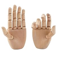 Framendino, 2 Pack 7 Inch Wooden Hand Wood Figure Drawing Right Left Mannequin Hands Model for Artists Home Office Desk Decoration