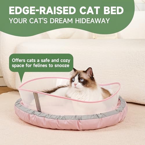 GoGoPaw Cat Bed for Indoor Kitten Bed Washable, Anti Anxiety Round Donut Pet Beds for Small Dogs Cats, Super Soft Plush Fur Pet Bed (Pink，18 Inches) — view 5