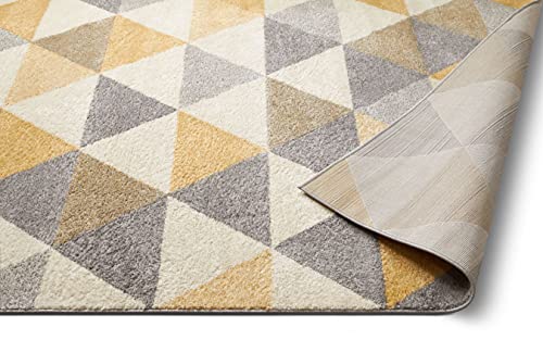 Well Woven Isometry Gold & Grey Modern Geometric Triangle Pattern Runner Rug 3X10 (2'7" X 9'10" Runner) #TOP5
