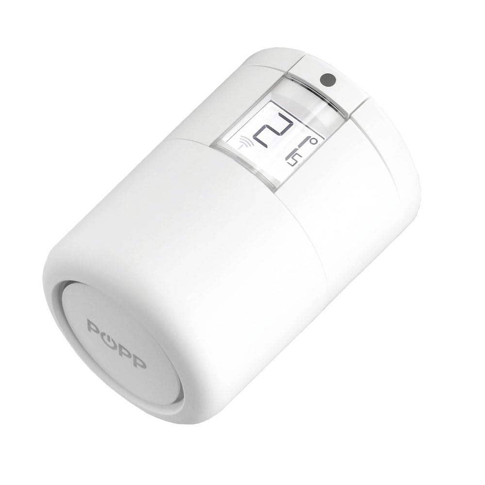POPP Zigbee Heizungsthermostat | smartes Thermostat | programmierbar | App Steuerung | intelligente Heizungssteuerung | SmartThings & Alexa kompatibel - bis 30 % Heizkosten sparen | inkl. Adapter