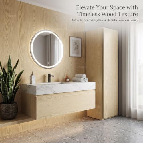 Image of HOME13 Wood Contact Paper Peel and Stick Wood Grain Wallpaper for Countertops Self-Adhesive Removable Waterproof Brown Vinyl Wall Paper for Furniture Kitchen (24x168 Inch)