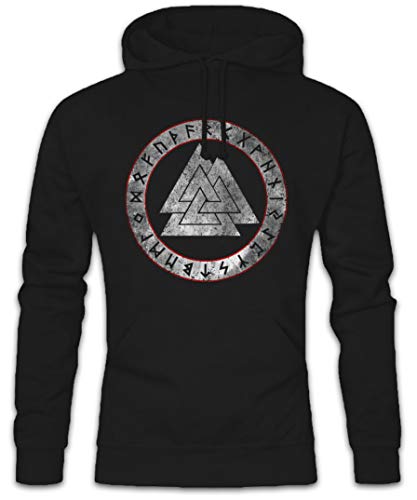 Urban Backwoods Valknut Runes Hoodie Kapuzenpullover Sweatshirt Schwarz Größe M