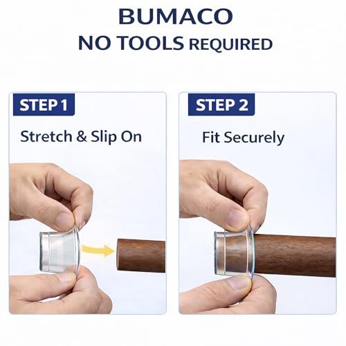 Image of BUMACO 20 Pack Small Chair Leg Floor Protectors Silicone Covers To Protect Floors(Clear:Fit 0.9 inch-1.29 inch)
