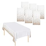 Diseño de lunares de confeti: nuestro mantel cuenta con puntos de oro rosa que están impresos en el fondo blanco, que se distribuyen en ambos lados del mantel; el diseño exquisito y brillante puede mejorar el atractivo estético de tu mesa y añadir brillo a tu fiesta e impresionar a tus invitados, lo que aporta un ambiente agradable a tus fiestas