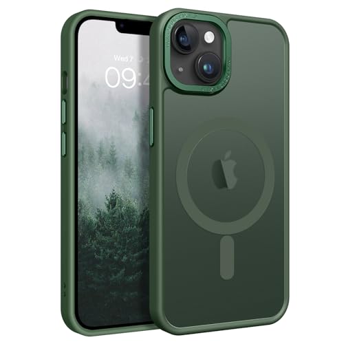 Coque de protection mate vert foncé haut de gamme pour iPhone 14 Plus