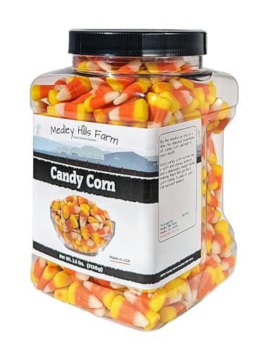 Candy Corn by Medley hills farm 2.5 Lbs. in Reusable Container - Old Fashioned Candy corn classic - bulk candy