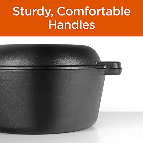 Commercial Chef 2-in-1 5-Qt. Dutch Oven with 10.25-Inch Skillet Lid, Pre-Seasoned Cast Iron, Works on All Cooktops Including Induction, Outdoor Cookware for Campfires or Grills, CHFL508 - Thumbnail 7