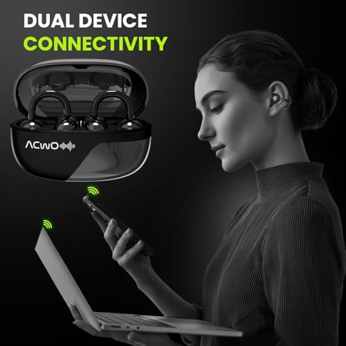 Image of ACwO DwOTS Flow Open Ear Earbuds | X-Fidelity Sound | AI-ENC Mic | Dual Mode (Music & Gaming) | 50H Playtime | Fast Charging | IPX5 | Bluetooth 5.3 Pearl Black