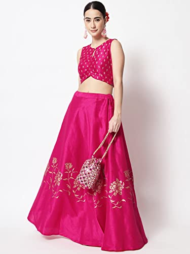 Image of studio rasa Women's Dupion Hand Block Printed Readymade Top for Festive Wedding Party