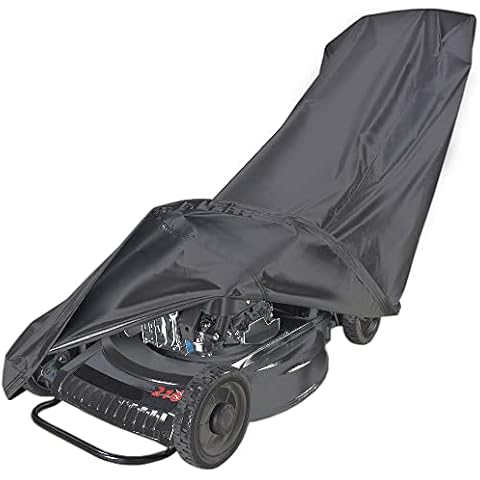 Amberr Lawn Mower Cover-Heavy Duty 600D Waterproof Push Mower Cover,Lawnmower Cover Waterproof Outdoor-Full Protection against Water,UV,Wind,Fit with Drawstring, Black 600D Cover