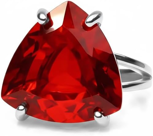 14k Gold Vermeil Ruby Ring - Trillion Cut Gemstone Ring - July Birthstone Jewelry - Red Ruby Statement Handmade Gold Jewelry