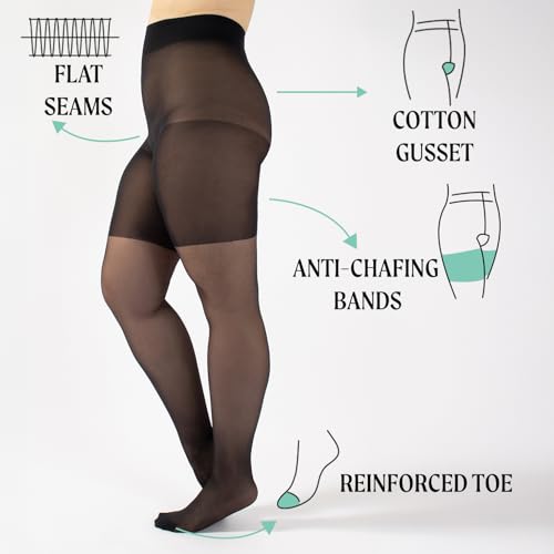 Image of CALZITALY Plus Size Tights, Polka Dots Tights | Black, Skin | XL, 2XL, 3XL, 4XL | 20 DEN | Made in Italy