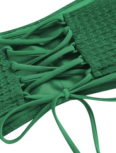 Image of ZAFUL Women's High Cut Bandeau Bikini Set Strapless Solid Color 2 Pieces Bathing Suit Swimsuit