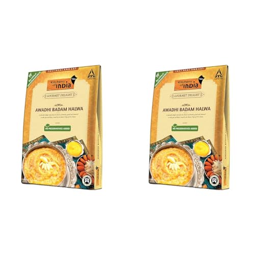 Image of Kitchens of India Awadhi Badam Halwa, ITC Ready to Eat Indian Food, Just Heat and Eat, Microwavable, 200g (Pack of 2)