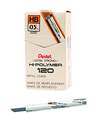 Mines Pentel fine 0,5 mm HB C525-HB, recharge graphite haute densité pour porte-mine