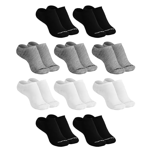 MASH Kit 10 Pares Meia Unissex Soquete Invisível Algodão, 3 Brancas - 3 Cinzas - 4 Pretas, 34-38