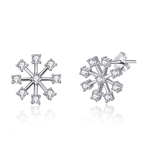 Snowflake Studs Earrings 925 Sterling Silver Snowflake Earrings Snowflake Jewelry Gifts for Wome Christmas Earrings