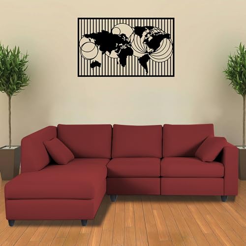 Image of Florian LHS 4 Seater L Shape Sofa Set for Living Room (Maroon Fabric) Premium Fabric Sofa