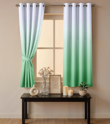 Image of Ultimate Trends Room Darkening Ombre Curtain | Polyester Gradient | Room Doors and Window| 8 FEET Pack of 1,Glacier Mint