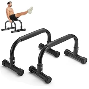 Parallettes Bars 10″ High Parallettes Push Up Bars, Heavy-Duty No Wobbling Calisthenics Bars Parallettes for Handstand, Planche, Dips, L-Sit, Calisthenics Equipment for Floor Workouts Home Gym