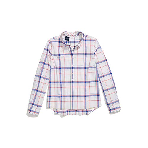 Tommy Hilfiger Women's Adaptive Seated Fit Magnetic Button Shirt, Bright White-PT/Multi, XS