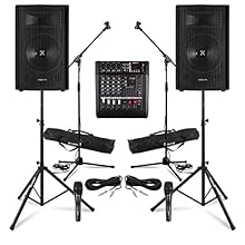 All-in-one PA system includes dual 12" Vonyx passive speakers, a powerful 5-channel 2x500W mixer amplifier with Bluetooth, two tripod speaker stands, dynamic microphones with booms, and all cabling. Deliver impressive, distortion-free audio for band ...