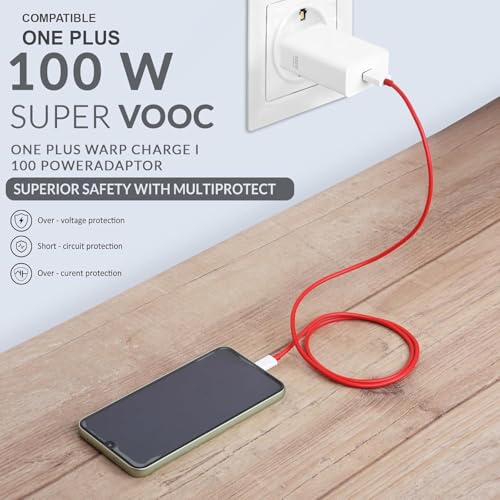 Image of Oneplus 100W Original Power Adapter with Type-C Cable Ultra-Fast Charger Compatible with One-Plus 12 /12R /11 /11R /10 /10R, Nord CE 3 Lite 5G, Nord 2T 5G, Nord CE 2 Lite 5G, Nord 5G Combo