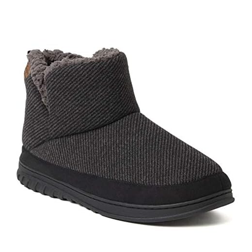Dearfoams mens James Woven Boot Slipper, Black, Medium US