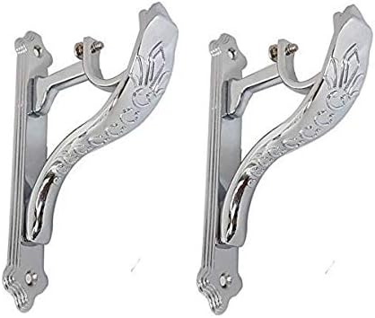 Homeplus Steel Finish Jaguar Model Heavy Support Curtain Brackets for Single Rod, 1 Inch -4 Pieces (WS-S128)