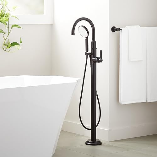Signature Hardware 476966 Greyfield Floor Mounted Tub Filler Faucet - Includes Hand Shower