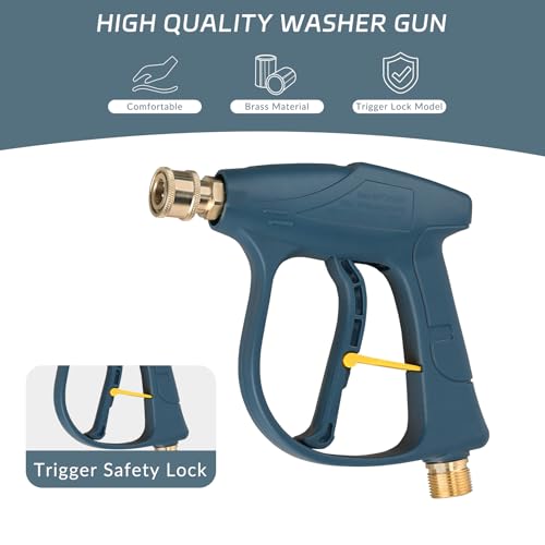 Image of Sooprinse High Pressure Washer Gun 3000 PSI Max, Power Washer Short Gun, High Pressure Spray Gun with 1 /4 Inch Quick Connector, M22-14