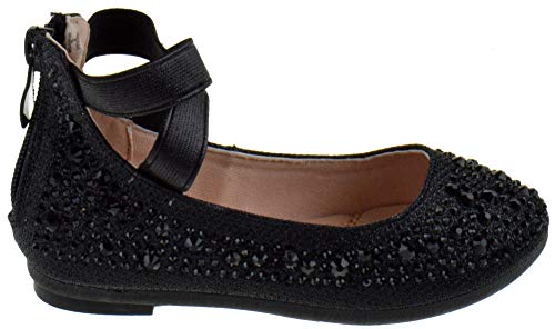Link Larissa 83K Little Girls Rhinestone Ballerina Elastic Strap Ballet Flats2