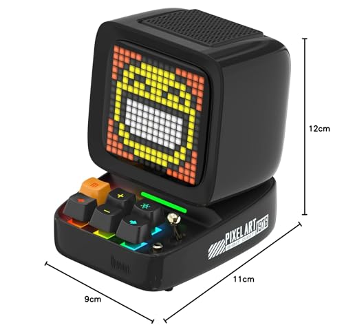Divoom Ditoo Multifunctional Pixel Art LED Bluetooth Lautsprecher, 256 Programmierbares LED Panel mit Party Licht, Smart Digital Tischuhr, Gaming Musikbox unterstützt TF Karte & Radio (schwarz) ✪ - 7