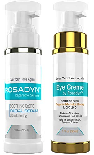Rosadyn Rosacea Treatment Serum for face redness and hydrating Eye CrÃ¨me w/Manuka Honey | Set of 2 sensitive skin facial care products