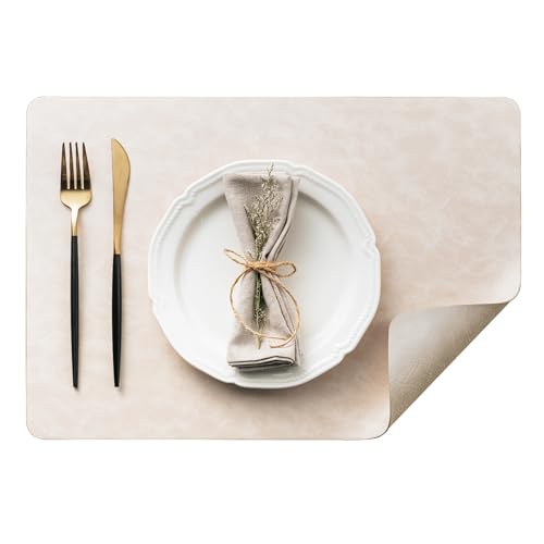 DOLOPL Placemats Set of 12, Reversible Dual-Color Faux Leather Place Mats