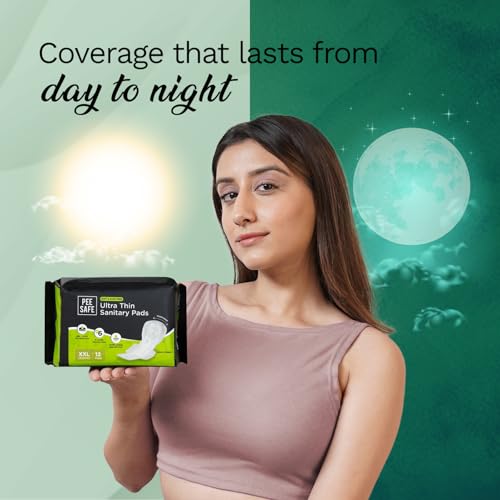 Image of Pee Safe Comfort Ultra Thin Sanitary Pads For Women | XXL | 12 Pads For Rash Free Periods | Cottony Soft Sanitary Napkins For Ultra Comfort | Dual Wings | Toxin Free | Extra Long | Unscented