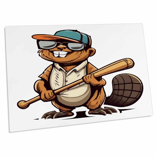 3dRose escritorio pad divertido castor jugando béisbol