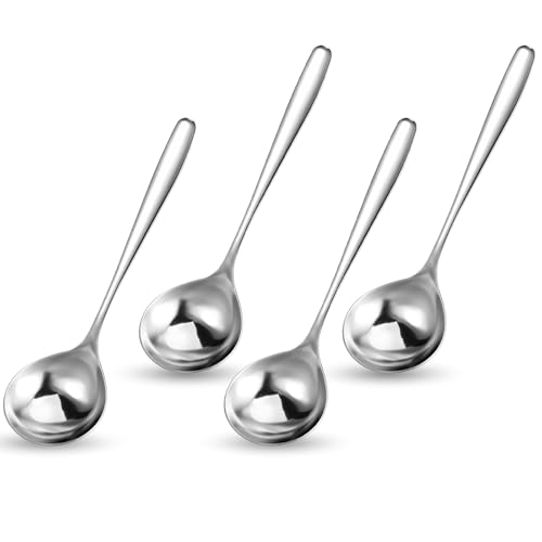 4 Pack 8 Inch Small Ladles for Serving Sauce Silver Gravy Soup Ladles 18/10 Stainless Steel Serving Ladle for Sauces or Gravies