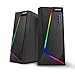 ARCHEER Enceinte PC Gamer, RGB Haut Parleur PC 10W Enceintes Ordinateur Gaming USB Prise Jack avec 6 Modes LED Lumineuse et Volume Contrôle Baffle pour TV PC Ordinateur de Bureau Home-Cinema
