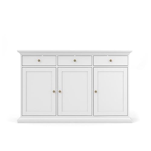 White Buffet Cabinet - Modern Living Room Cabinet with Storage