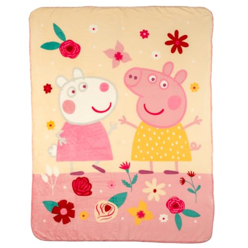 Peppa Pig Kids Bedding Soft Plush Sherpa Blanket Throw 46 in x 60 in (Officially Licensed Product) by Franco